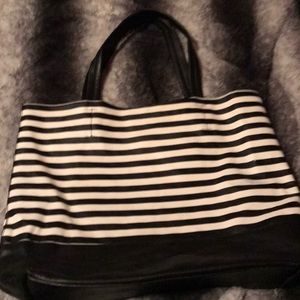 Large black and white striped tote bag!